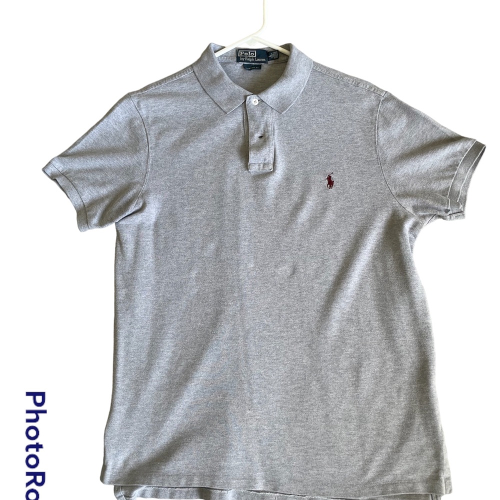 Men’s large gray shirt sleeve knit polo Ralph Lauren shirt